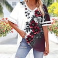 thumbnail image 3 of Dvprdro Plus Size V Neck Short Sleeve T Shirts Loose Fit Floral Casual Summer Tops, 3 of 6