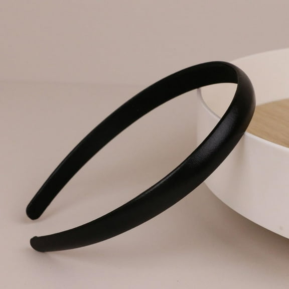Black Headbands for Women & Girls - Elegant Satin Hair Accessory with Non-Slip Design, Cute Headpiece for Wedding Party Daily Use