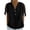 Black #089, variant on Cotton Linen Shirts for Women Cold Shoulder Knot Short Sleeve V Neck Tops Button Trendy Business Work Blouses Khaki 2XL