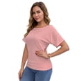 thumbnail image 6 of Women's 2-Pack Black Short Dolman Sleeve Tops, Casual Boat Neck Tees, 6 of 7