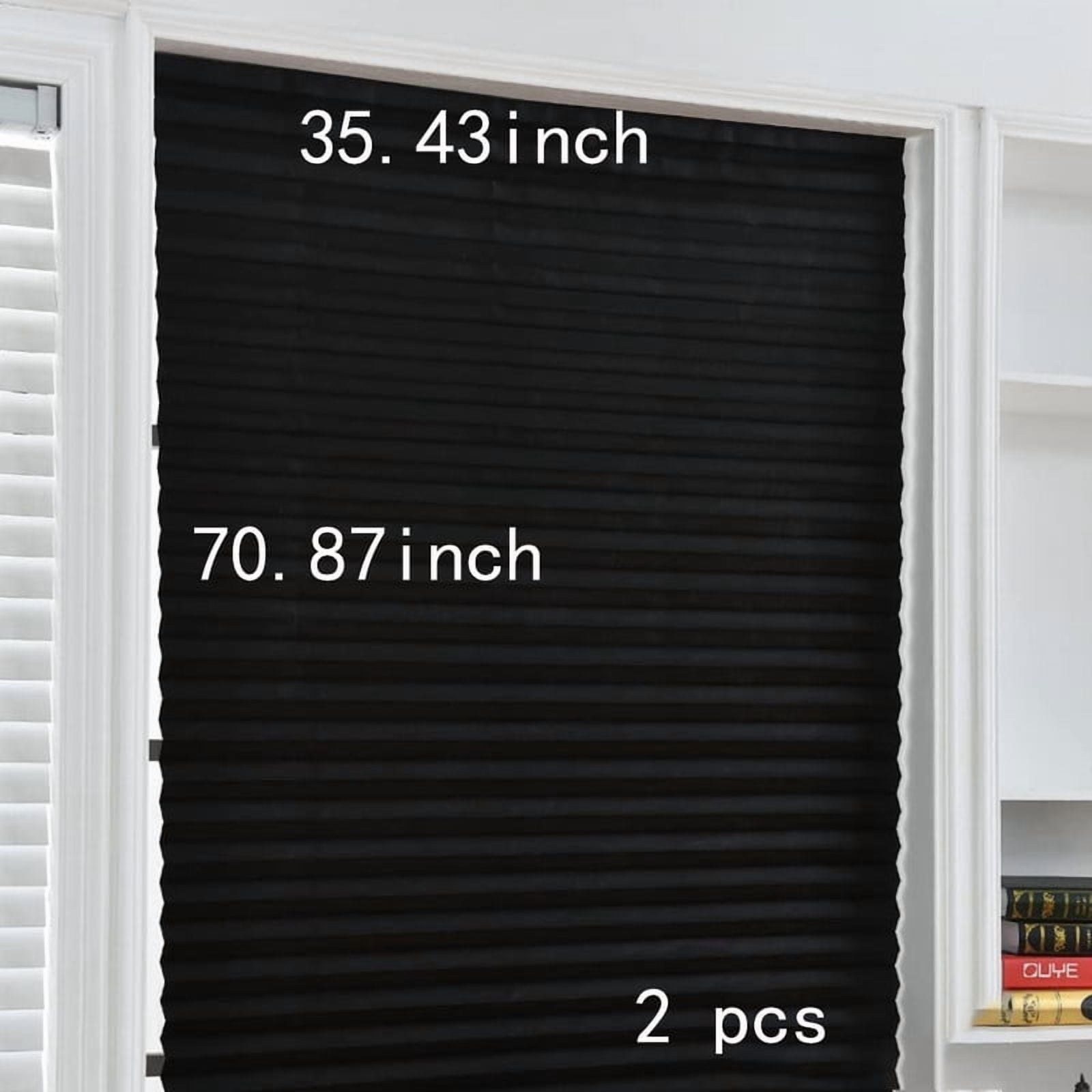 2pcs Blackout Curtains Window Blinds, Cordless No Drill Cut To Size Clip On Stick On Self Adhesive Temporary Blinds Pleated Paper Blinds Windows Doors Shades For Home Nursery Bedroom Kitchen Bathroom
