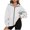 B-White, variant on Ecqkame Zip Up Sweatshirt for Women Winter Casual Hoodie Long Sleeve Jackets Solid Color Loose Tops with Pocket A-Black L on Clearance