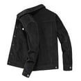 thumbnail image 3 of JUUYY Men's Regular Fit Casual Lined Corduroy Jacket Winter Coat Solid Color Lapel Collar Long Sleeve Button Down Work Jacket Black L, 3 of 3