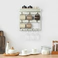 thumbnail image 4 of Oumilen Wall Mounted Wine Glass and Coffee Mug Storage Rack Shelf with 6 Metal Hooks, Gray Green, 4 of 7