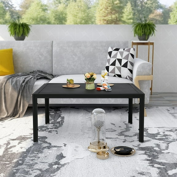 Abble Black Rectangular Steel Coffee Table