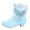 Blue, variant on Winter Boots Toddler Elegant Girls Winter Mid Calf Boots Patchwork Design Warm Lined Lace Closure Stylish Cold Weather Footwear for Toddler Youth Girl Winter Boots Blue 5 Years-5.5 Years