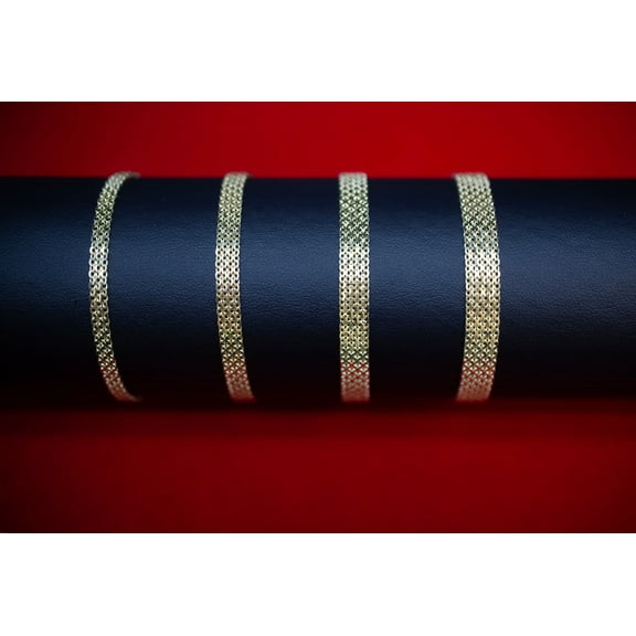 10K Real Solid Gold Bismarck Chain Bracelet, 10k Solid Gold Bismark Bracelet, 10k Gold Bismark Bracelet, 10k Gold Bracelet and Anklet (Width:3.7mm; Bracelet length:6;)