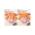 thumbnail image 2 of FOCUSNORM Barboteuse pour Bébés Filles Robe Papillon/citrouille/fleur Imprimé Manches Longues Combinaisons et Ensemble de Bandeau Mignon pour Tout-Petit, 2 of 9