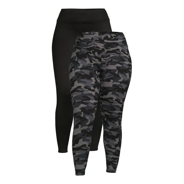 Feathers Women's Plus Size Athleisure Fleece Leggings, 2Pack