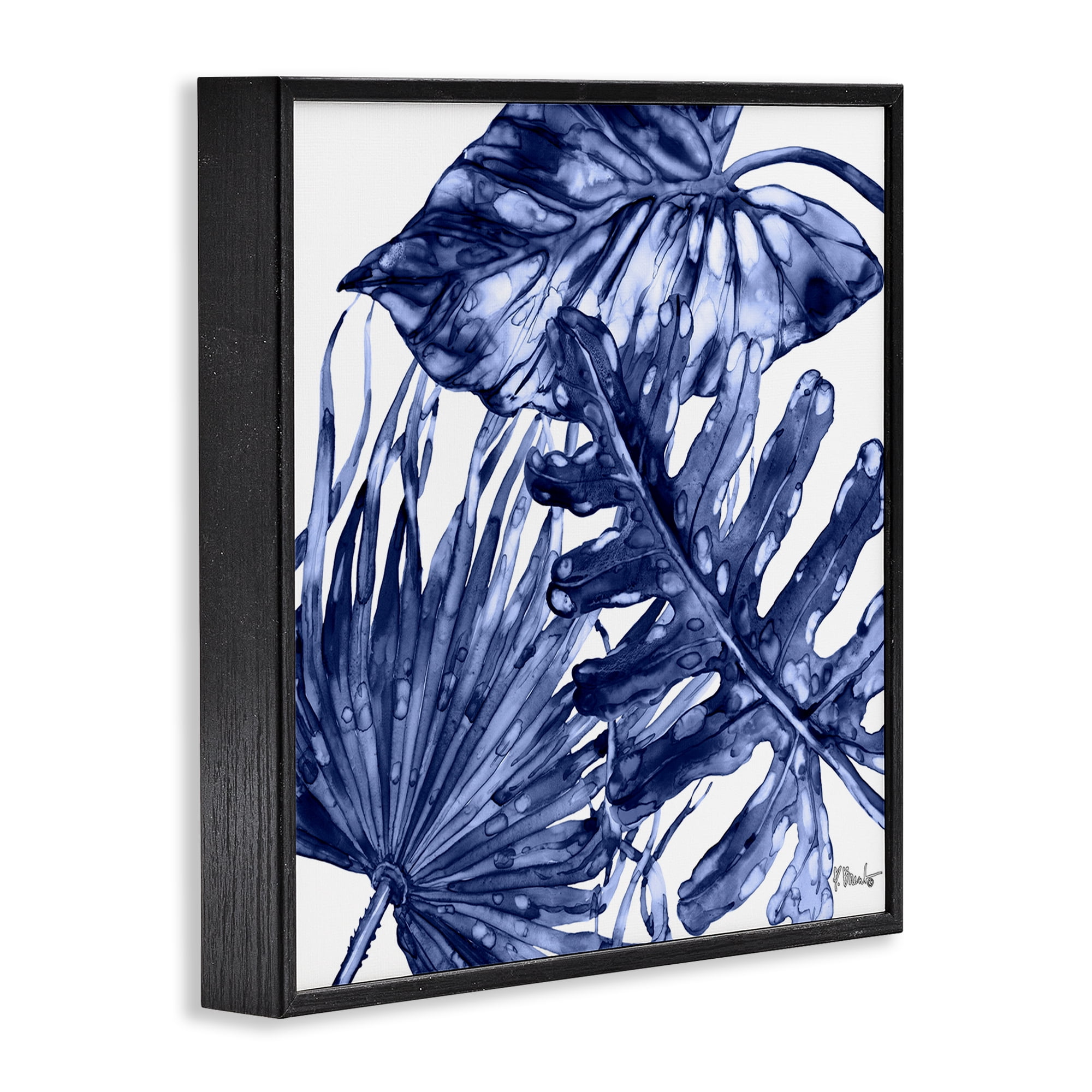 Stupell Industries Hued Palm Fronds Botanical & Floral Painting Black Framed Art Print Wall Art, 12 x 12