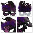 thumbnail image 3 of Unique Bargains 1 Pc Sequined Feathers Party Mask Purple Black Plastic Feather, 3 of 5