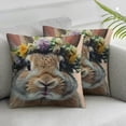 thumbnail image 3 of nygtbtfer Throw Pillow Covers Wreath Animals Adorable Rabbits Cozy Velvet Pillow Covers Set of 2 Living Room Bedroom Cushion Pillowcases White, 3 of 7