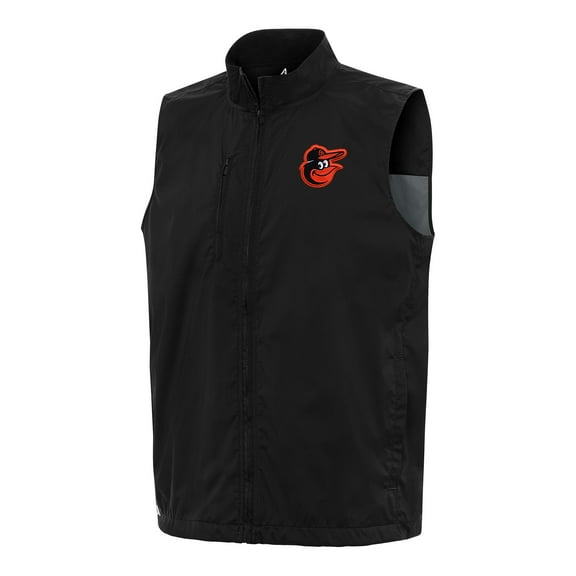 Men's Antigua Black Baltimore Orioles Brisk Full-Zip Vest