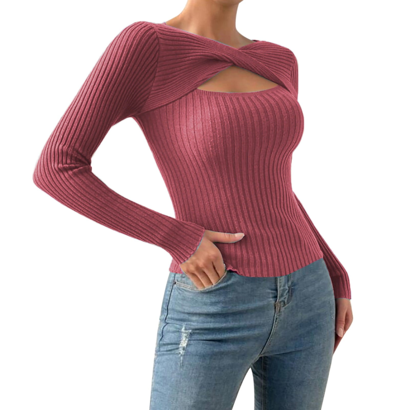 Womens plus Sweaters Women Casual Long Sleeve Hollow Out Irregular ...