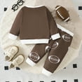 thumbnail image 4 of Xudanell Baby Football Outfit Sweatshirt Pants 18 Months Boy Clothes Warm Set with Rugby Printed Activewear Brown 18-24 Months, 4 of 6