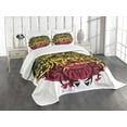 thumbnail image 3 of Ambesonne Rasta Quilted Bedspread Set 3 Pcs, Ethiopian Wild Lion Head, King Size, Marigold Brown, 3 of 5