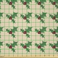 thumbnail image 2 of Ambesonne Vintage Christmas Fabric by the Yard Microfiber, Mistletoe Pattern, 10 Yards, Jade Green Raspberry, 2 of 2