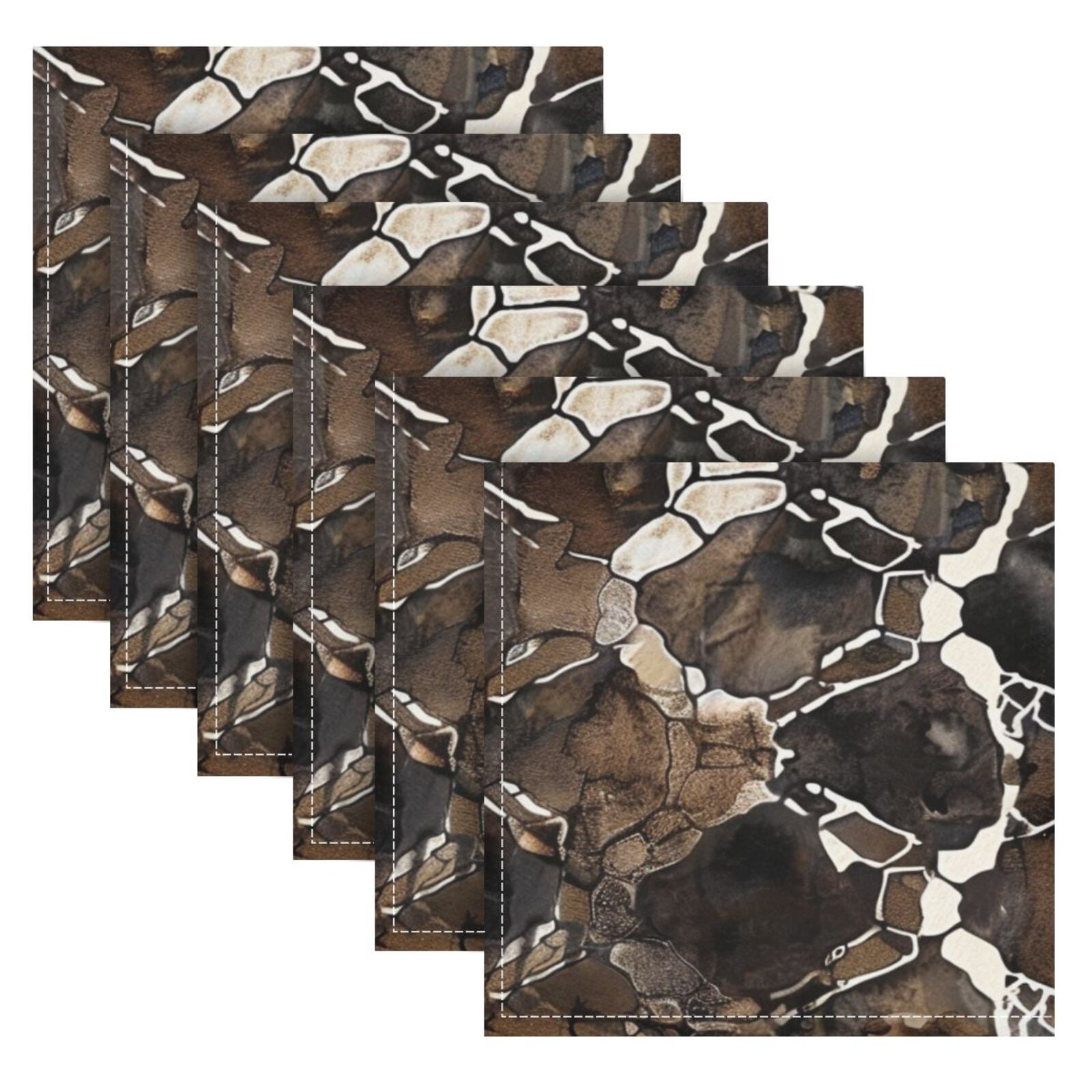JSTEL Snake Skin Print Cloth Napkins Set of 6, 20x20 Inch Washable and Reusable Napkin for Decoupage Dinner Party Everyday Use