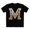 Black, variant on Letter M Graphic Design Tee Unisex 100 Cotton With Antique Gold Letters Artwork T-Shirt