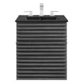 thumbnail image 4 of Wall Mount Sink Vanity Cabinet, Dark Grey Gray, Wood, Mid Century Hotel Bedroom Bathroom, Modern Contemporary HB33663, 4 of 9