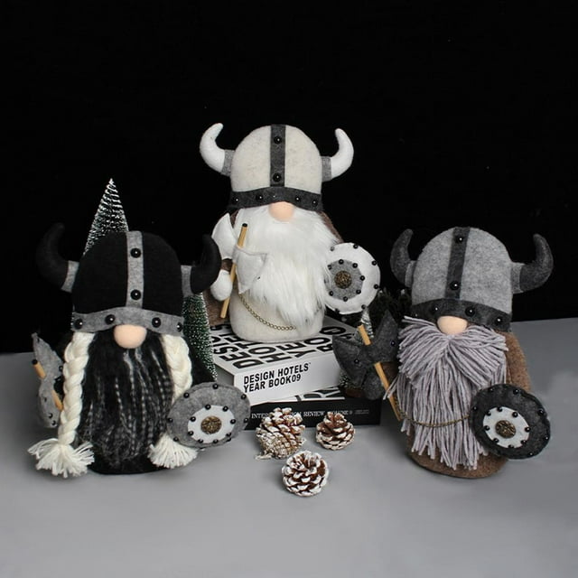 Muñeco de peluche de gnomo sin rostro, caballero, enano, vikingo, gladiador, figura decorativa para mesa