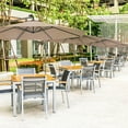 thumbnail image 2 of Costway 10' Hanging Solar LED Umbrella Patio Sun Shade Offset Market W/ Base Tan, 2 of 9