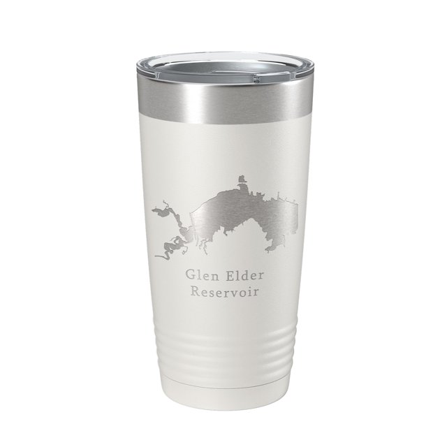 Glen Elder Reservoir Tumbler Lake Map Travel Mug Insulated Laser Engraved Coffee Cup Kansas 20