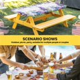 thumbnail image 6 of Spring Flowers Table Cloths for 5 Foot Rectangle Tables, Watercolor Garden Florals Wooden Grain Patio Waterproof Elastic Fitted Tablecloths, Washable Rectangular Table Cover for Camping, 6 of 8