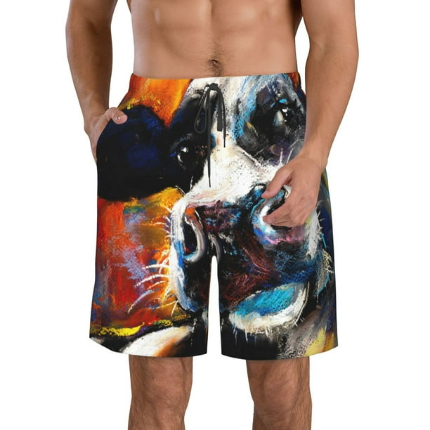 Fotbe Cow Trajes de Baño Estampados para Hombre, Shorts de Verano de Secado Rápido, Ropa de Playa, Bañadores-Large