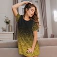 thumbnail image 3 of Honeii Gold Glitter Gradient Print Women's Loose Short Sleeve Nightgown, Soft Cotton Sleepwear, Comfy Loose Fit Pajama Dress for Sleep and Lounge, 3 of 6