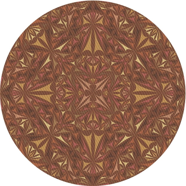 Ahgly Company Tapis de Zone Rond d'Intérieur Lavable à la Machine, Transitionnel, Rouge Brique de Feu, 5 Pieds Rond