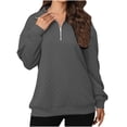 thumbnail image 3 of Hilzaten Womens Collared Sweatshirt Pullover Loosse Solid Drop Shoulder Sweatshirt for Women, 3 of 9