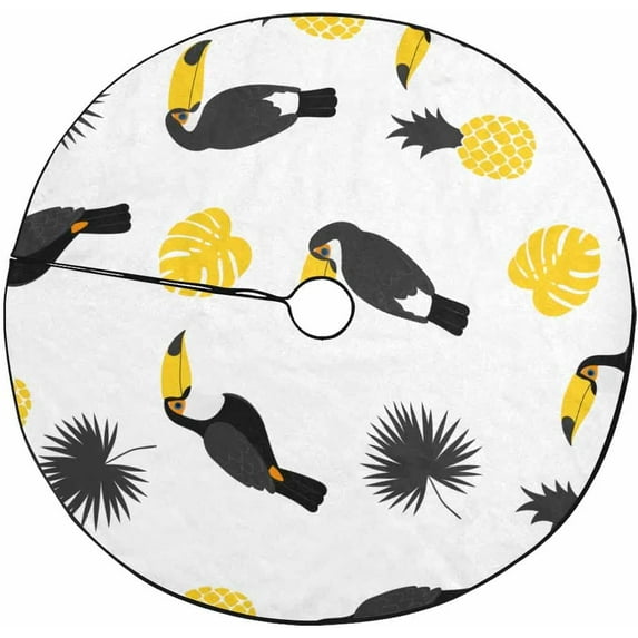 FMSHPON PineapplesPalm Leaves Xmas Christmas Tree Skirt Stand Mat for Holiday Party Decoration Indoor Outdoor 36 inches