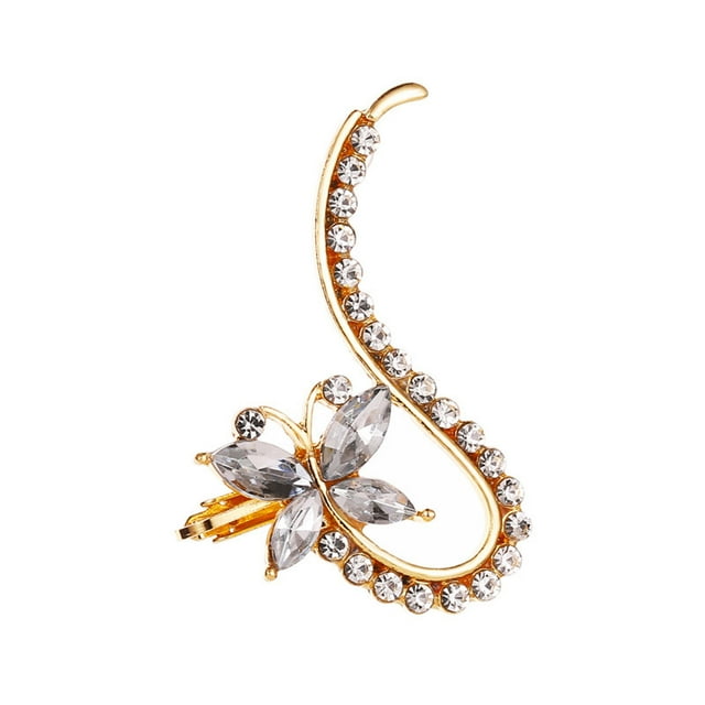 Fiudx Pendientes Punk con Incrustaciones de Cristal, Pendientes Trepadores Chapados En Oro, Diseño Único con Circonitas, Perfectos para Fiestas, Regalos para Mamás o Abuelas, Cómodos de Usar Todo El