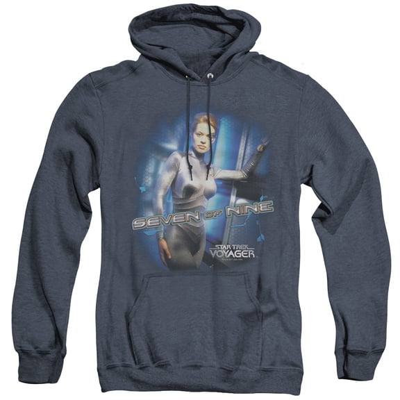 Star Trek Seven Of Nine Adult Heather Hoodie Sweatshirt Navy