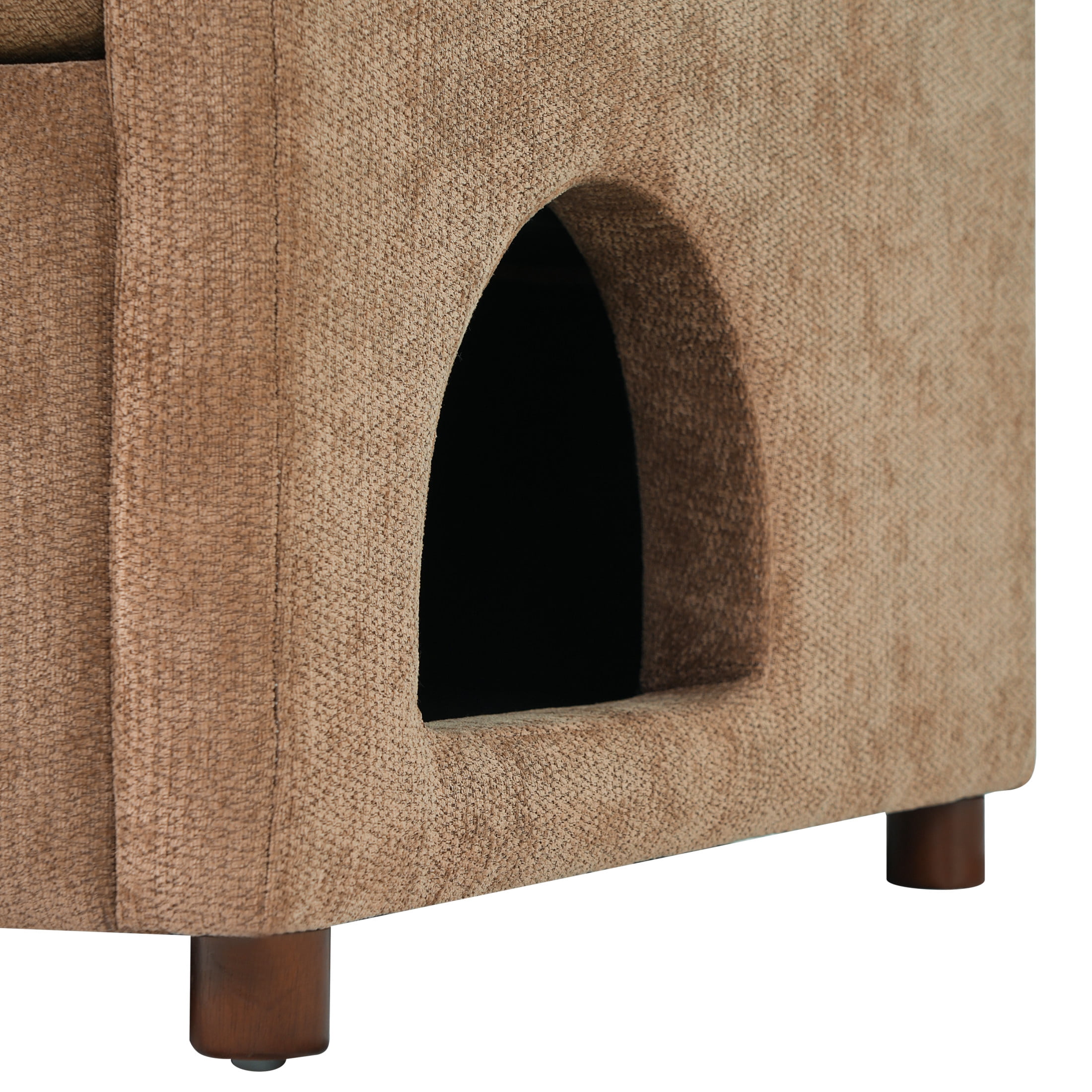 Christopher Knight Home Modern Pet Friendly Accent Chair with Pillow and Hidden Nook, Coffee