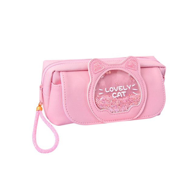 Ygjytge Lápices Lona Con Gato Gran Capacidad Papelería Escolar para Niñas (rosa)