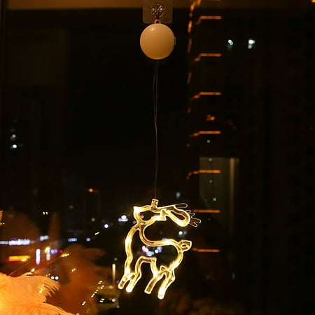 

WMYBD Christmas Decorations LED Sucker Lights Christmas Tree Bells Snowflake Elk Window Decorations Lights Home Decor