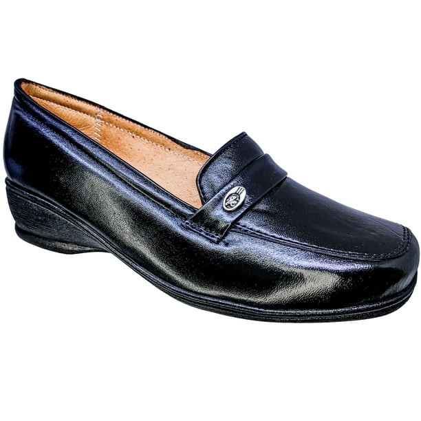 Mocasín Piel Borrego Cómodo Tacón Herraje Pie Delicado N3 Negro