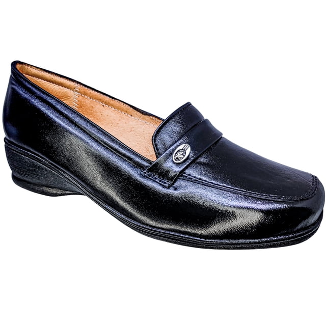 Mocasín Piel Borrego Cómodo Tacón Herraje Pie Delicado N3 Negro