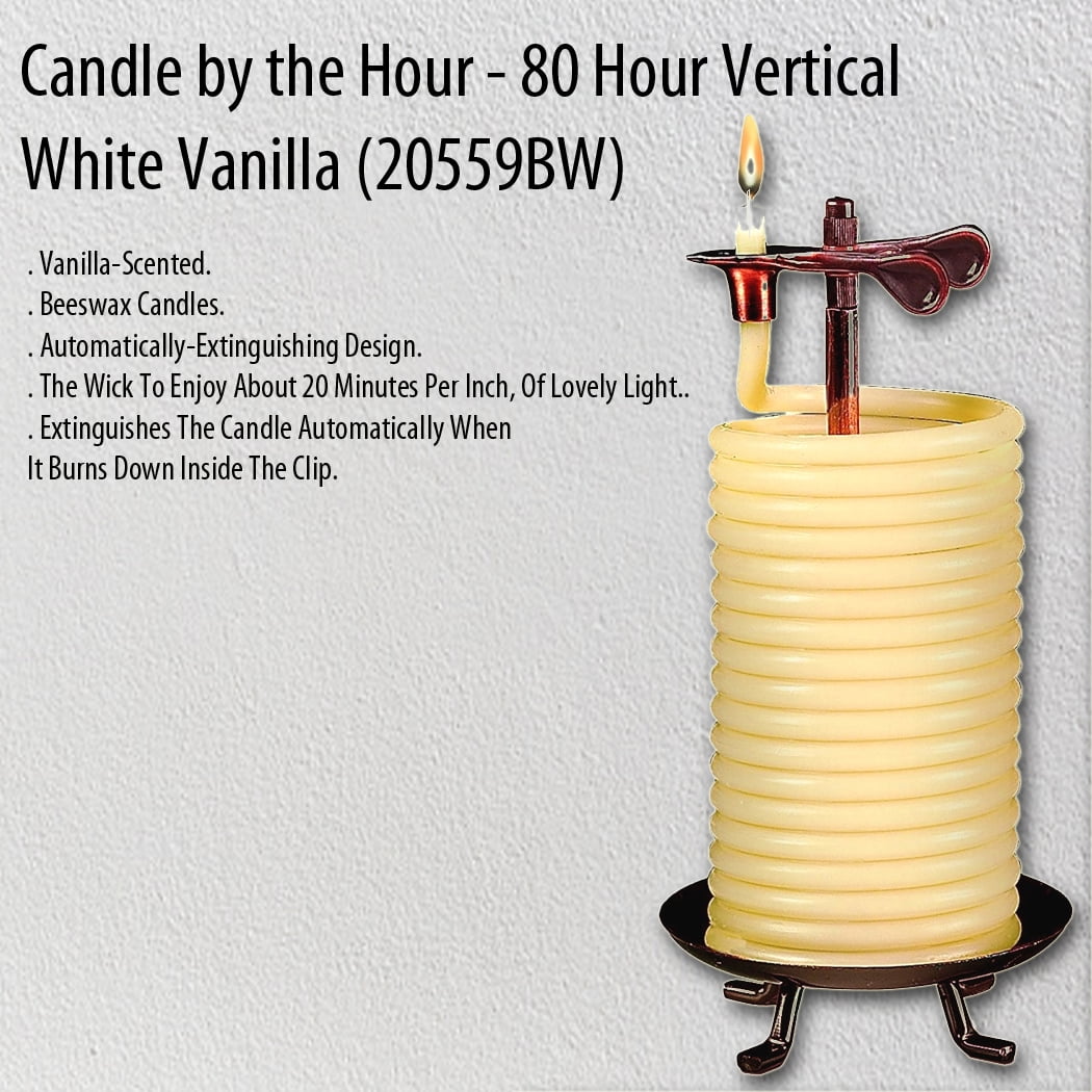 Eclipse Candle by the Hour - 80-Hour Beeswax Coil Candle with Cotton Wick - Vanilla Scent - White Beehive Design
