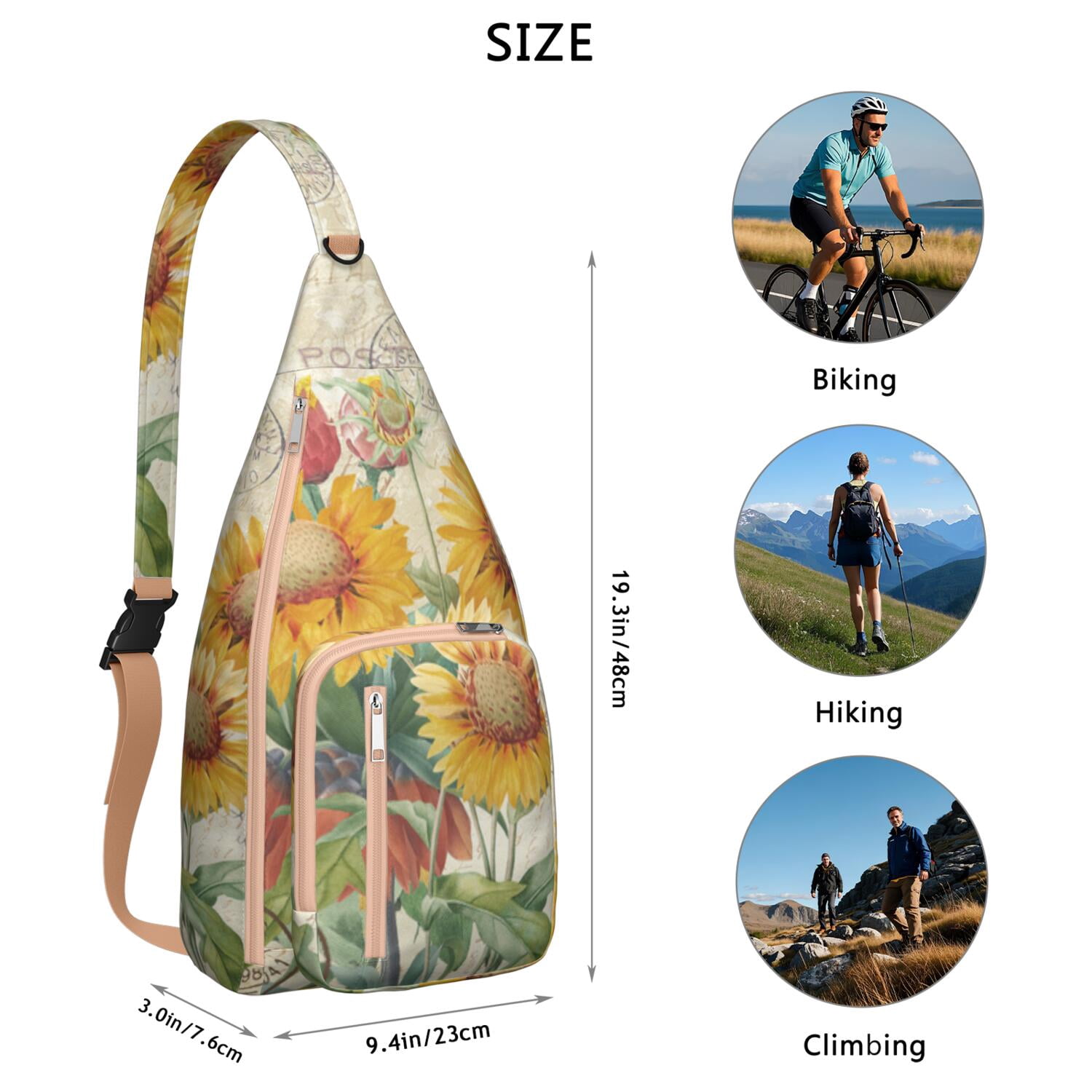 Durable Breathable Sling Bag with Daisy Pattern for Tactical Use