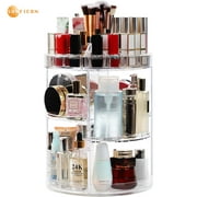 SUNFICON Makeup Organizer, 360 Degree Rotating Adjustable Cosmetic Storage Display Case with 4 Layers Large Capacity, Fits Jewelry, Makeup Brushes, Lipsticks and More, Clear Transparent