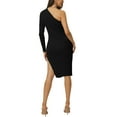 thumbnail image 3 of INSPIRE CHIC Women's One Shoulder Sloping Sleeveless Long Sleeve Midi Party Cocktail Dress L Black, 3 of 6