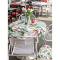 thumbnail image 5 of Outdoor Tablecloth with Umbrella Hole for Patio/Picnic/Party/Camping, Pink Magnolia Waterproof Table Cloth Round Cover Washable, Rustic Botanical Budding Flowers Aqua Wooden (Dia 54"), 5 of 9
