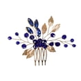 thumbnail image 1 of Nvzi Horquillas para el pelo de boda con flores para novias, peinetas con perlas de cristal, pinzas para el pelo, accesorios para el pelo de boda dorados, joyas, color azul, 1 of 4