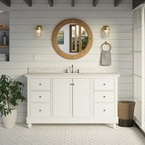 Bella 60" Single Bathroom Vanity with White Cabinet and Engineered Marble Top
