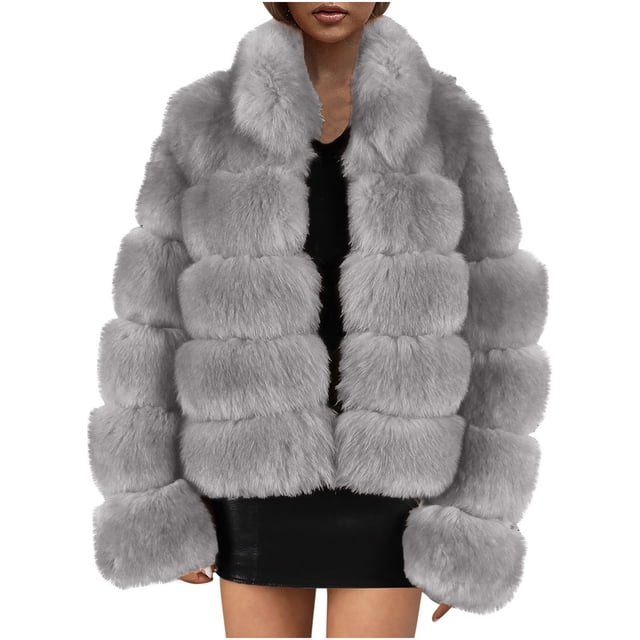 Abrigo de Piel Sintética Para Mujer Chaqueta Cálida Invierno Sólido Cuello en V Prendas de Abrigo Odeerbi ODB178581