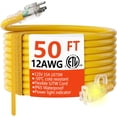 thumbnail image 1 of Cable de extensión HUANCHAIN, calibre 12/3, 15 A, 1875 W, 50 pies, resistente al agua, 1 of 6