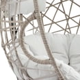 thumbnail image 3 of Ulax Furniture Indoor Outdoor Rattan Hanging Basket Swing Chair with Stand and Cushion, White, 3 of 8